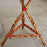 Bolster / pedestal table in tripod rattan 1960s-1970s