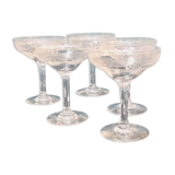 5 champagne glasses in chiseled crystal