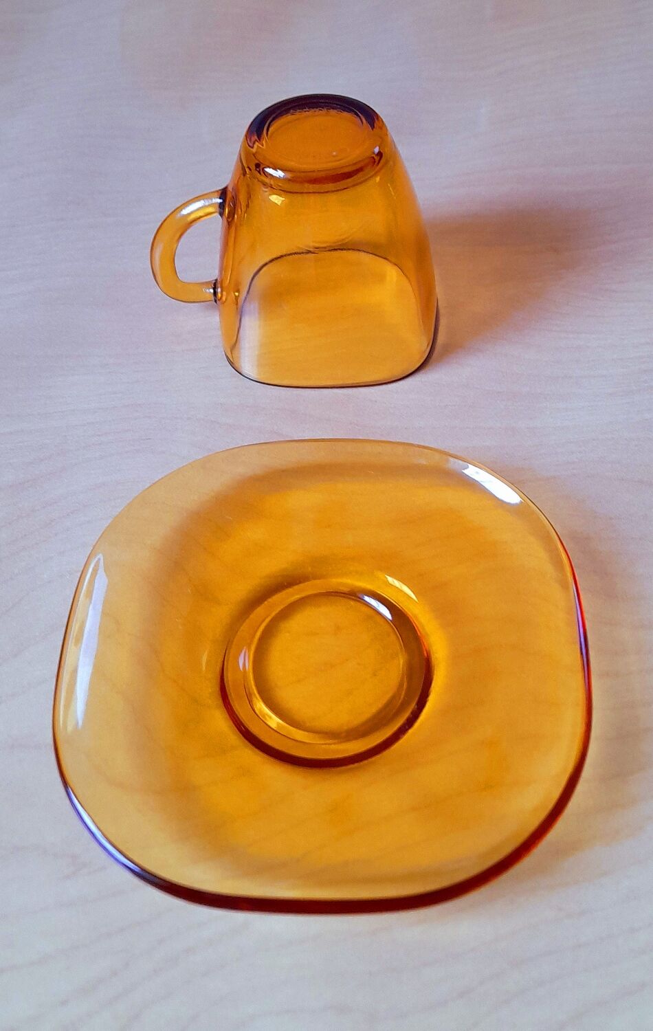70s amber glass cups