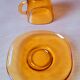 70s amber glass cups