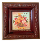 Mini painting of a flower bouquet in oil on panel.