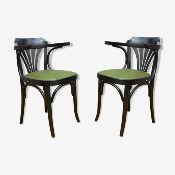 Paire de fauteuils type bistrot skai