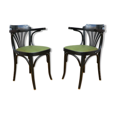 Paire de fauteuils type bistrot skai