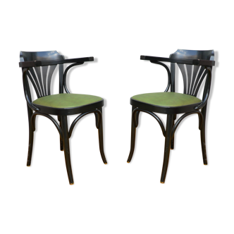 Paire de fauteuils type bistrot skai