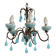 5-light chandelier in brass and blue opaline, 1950s