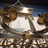 Important gilded brass chandelier circa 1940