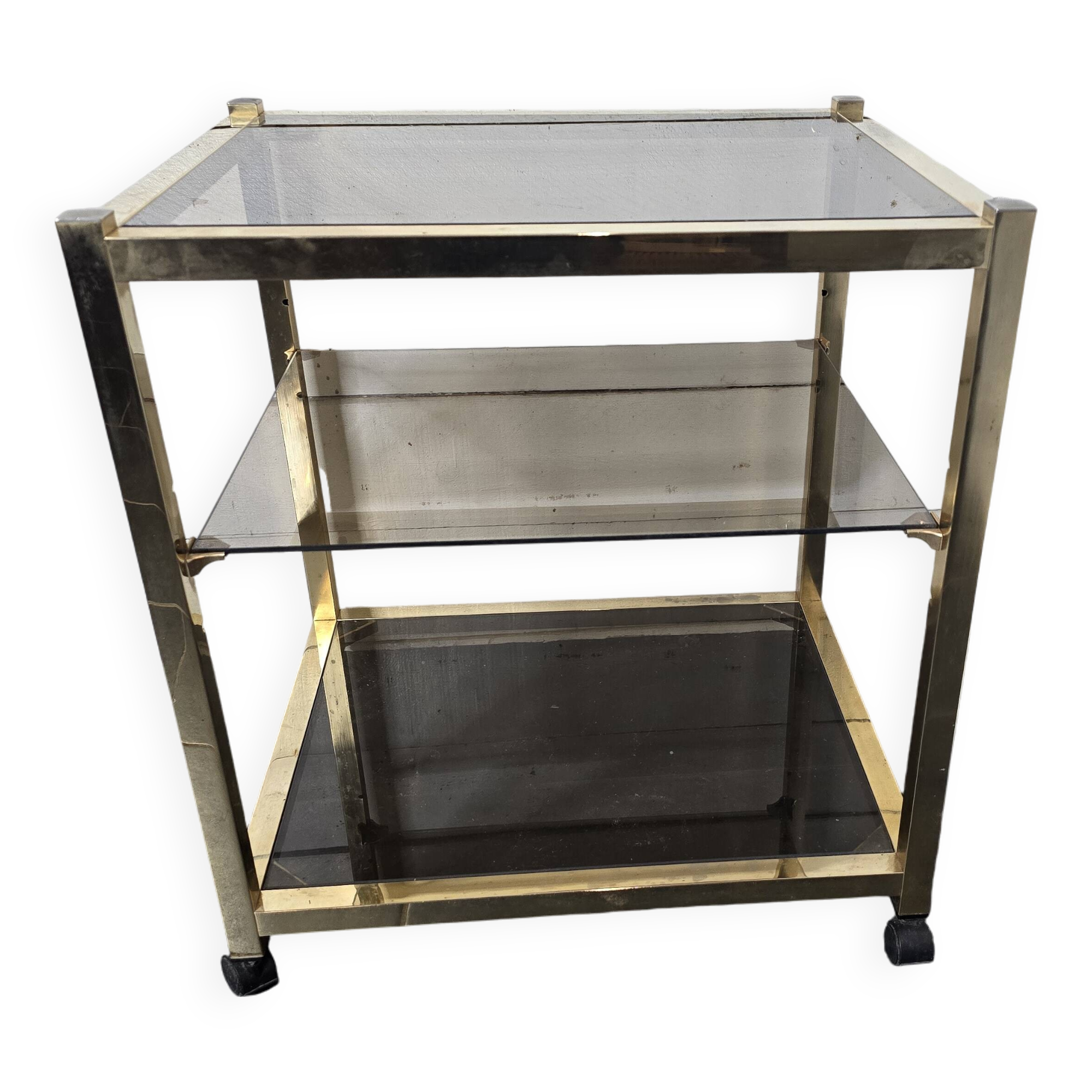 Brass and smoked glass side table from the 70s