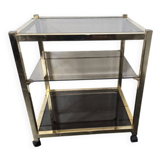 Brass and smoked glass side table from the 70s