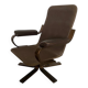 Vintage Scandinavian armchair in curved wood and leather