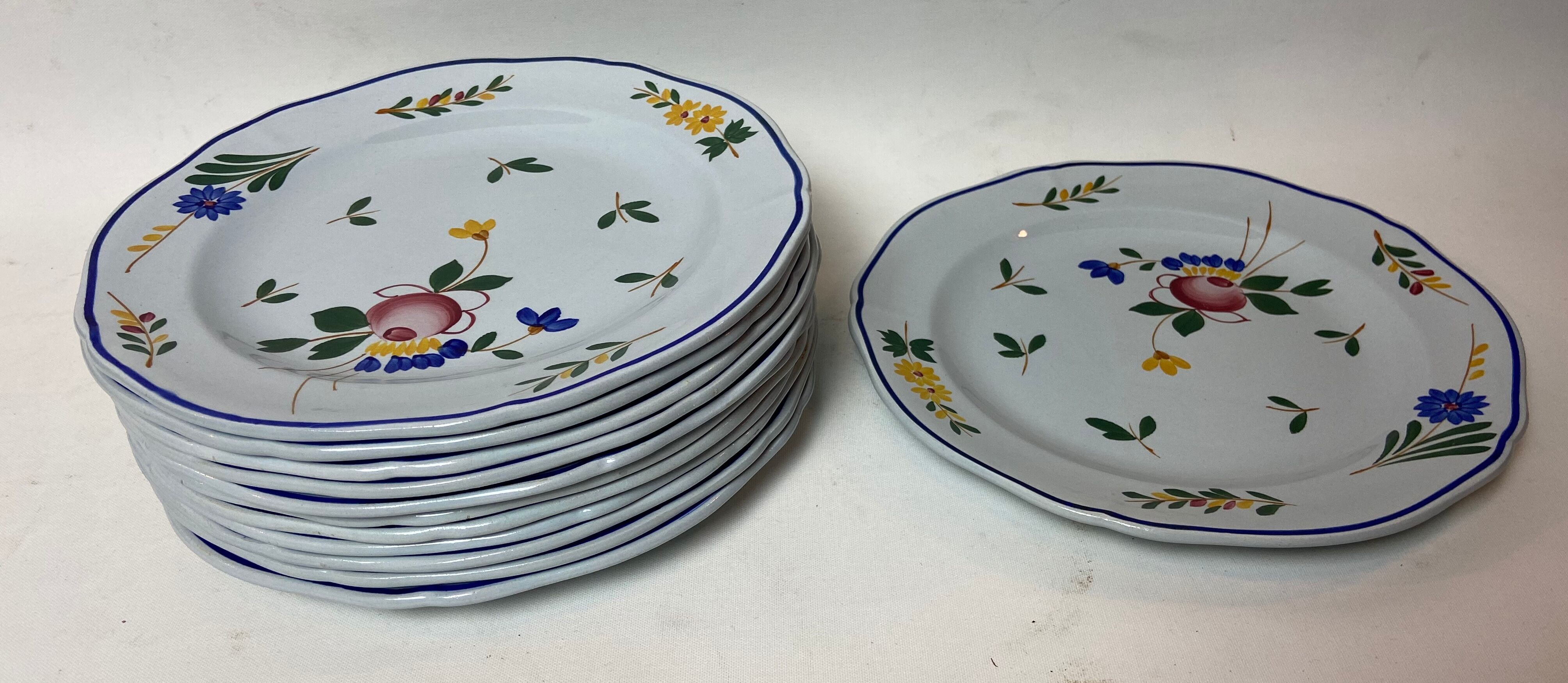 Ensemble de 11 assiettes à dessert Gien