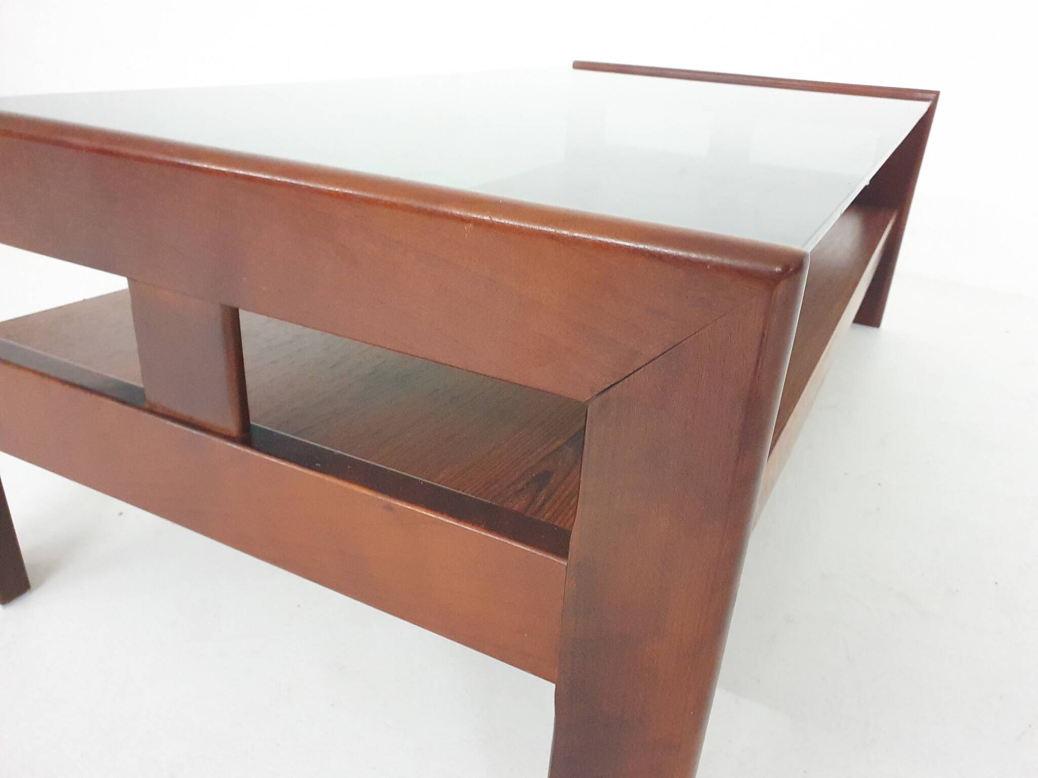 Mid-century coffee table with smoked glass, The Netherlands 1960's