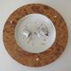 Vintage ceiling lamp, glass and faux bois de loupe, Spain 1970