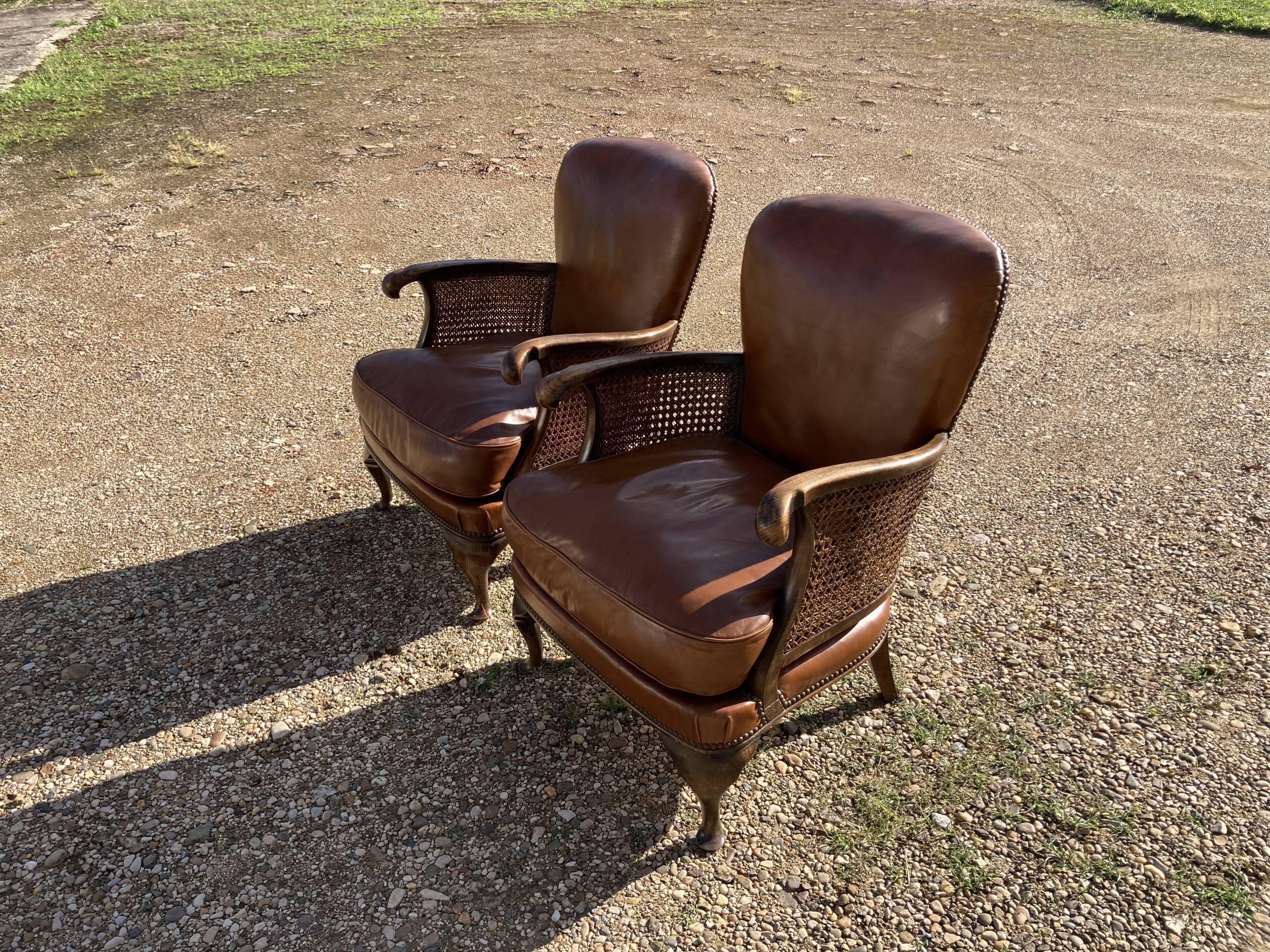 Pair of leather armchairs cannish cheeks