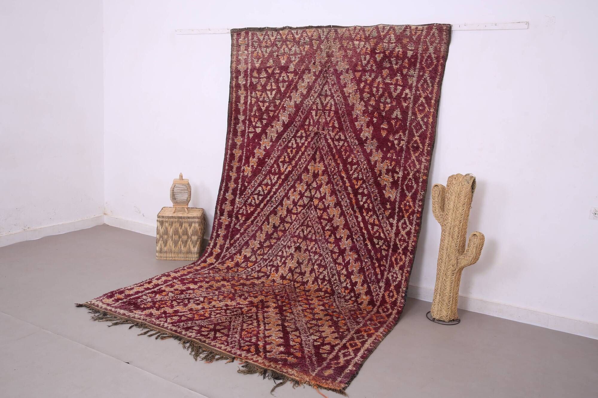Burgundy Vintage Moroccan rug 183 x 321 cm - Berber Wool Rug - Handmade Rug