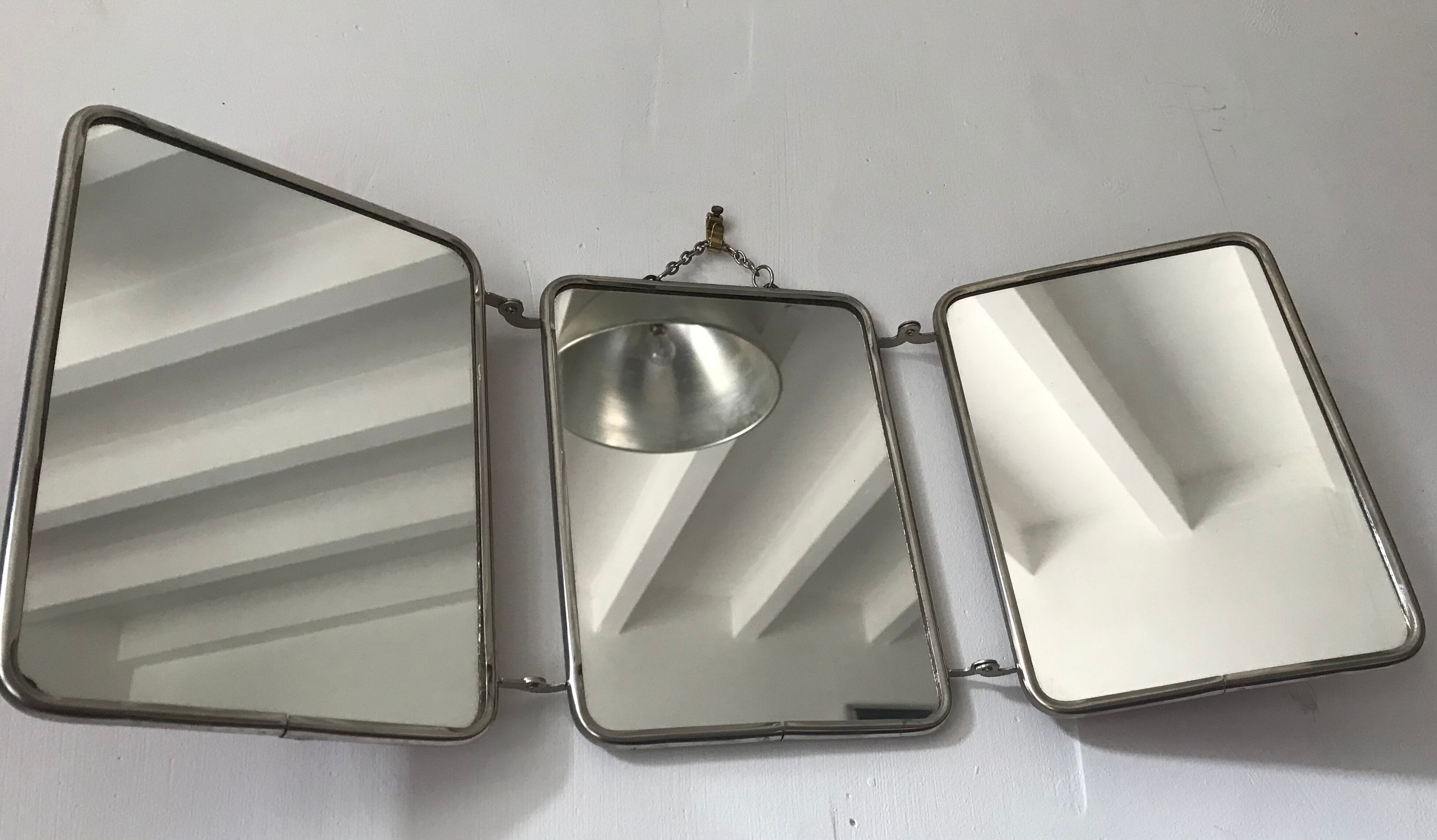 Vintage barber's triptych mirror
