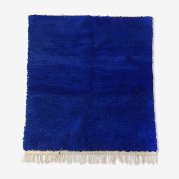 Moroccan berber carpet beni ouarain uni blue majorelle 208x162cm