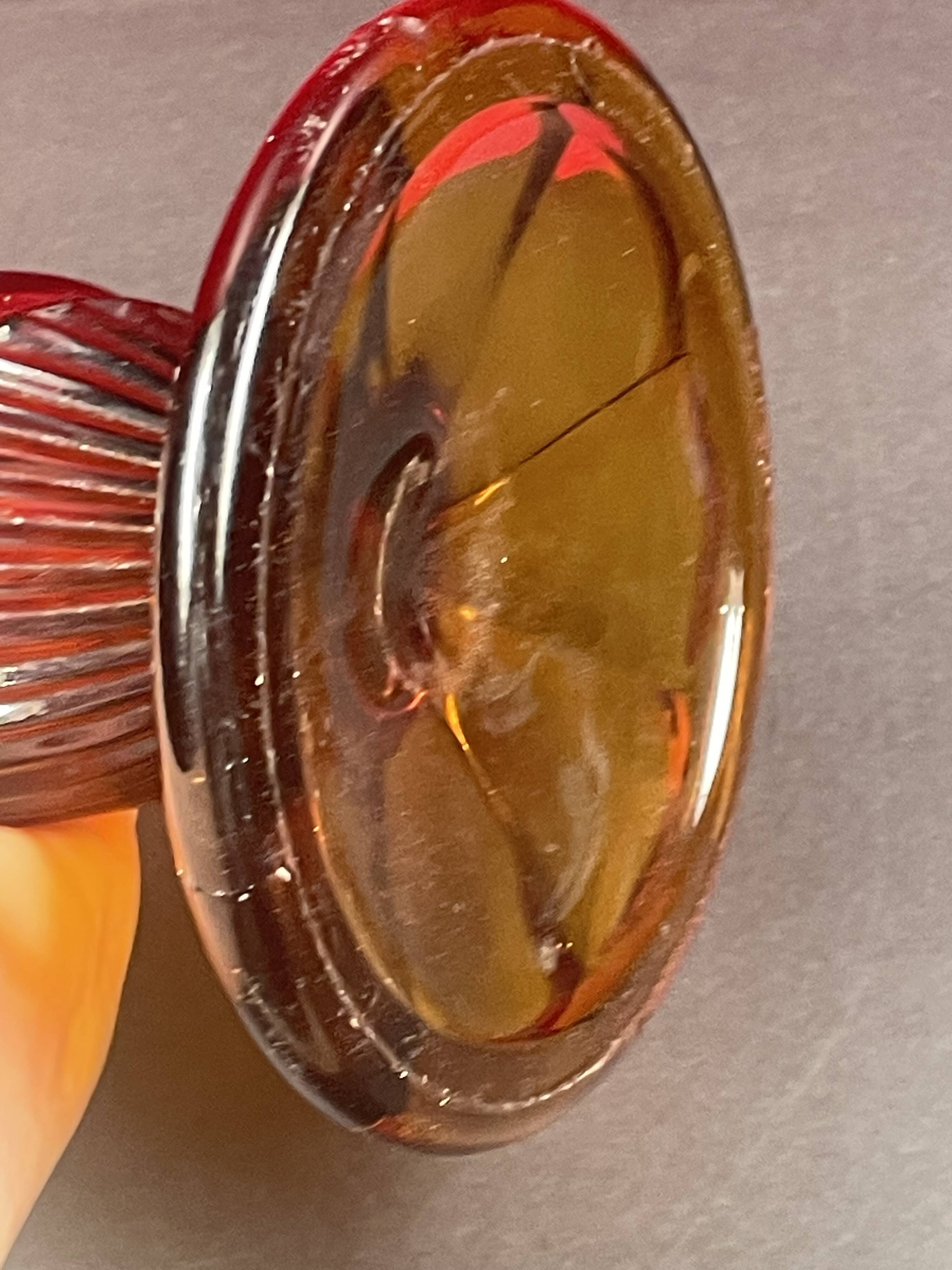 Art Deco Pressed Glass Vase Amber Color 25.3 cm