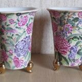 Pair of flowered ceramic vases