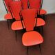 series of 6 Vintage red chairs design COLETTE GUEDEN 60s