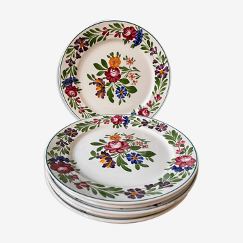 Lot de 6 assiettes plates en faïence de Sarreguemines, modèle Rusticana