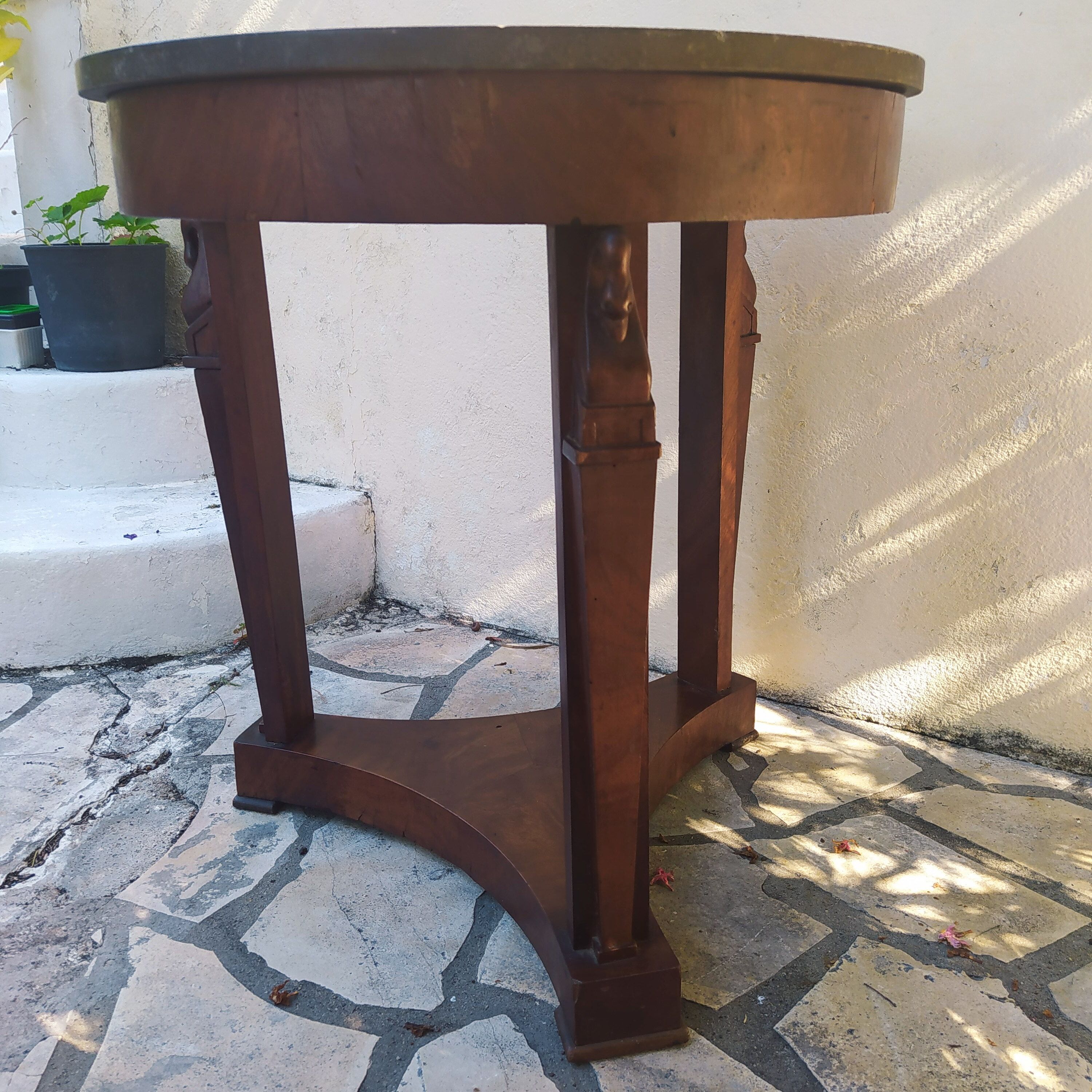 pedestal table Empire mahogany and marble period