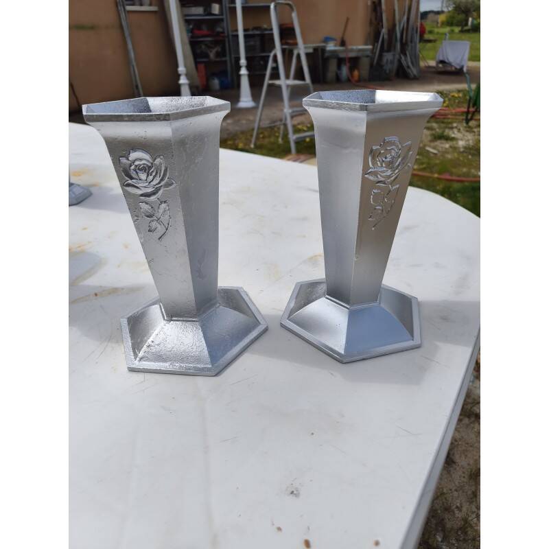 Set of aluminium vases from the 1930s.