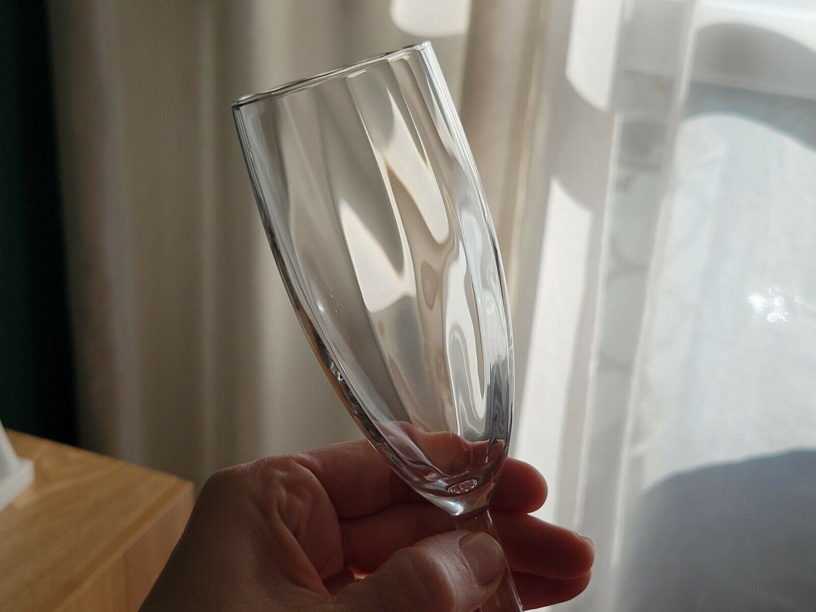10 vintage champagne flutes in faceted glass