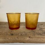 6 vintage Arcoroc Sierra textured amber glasses