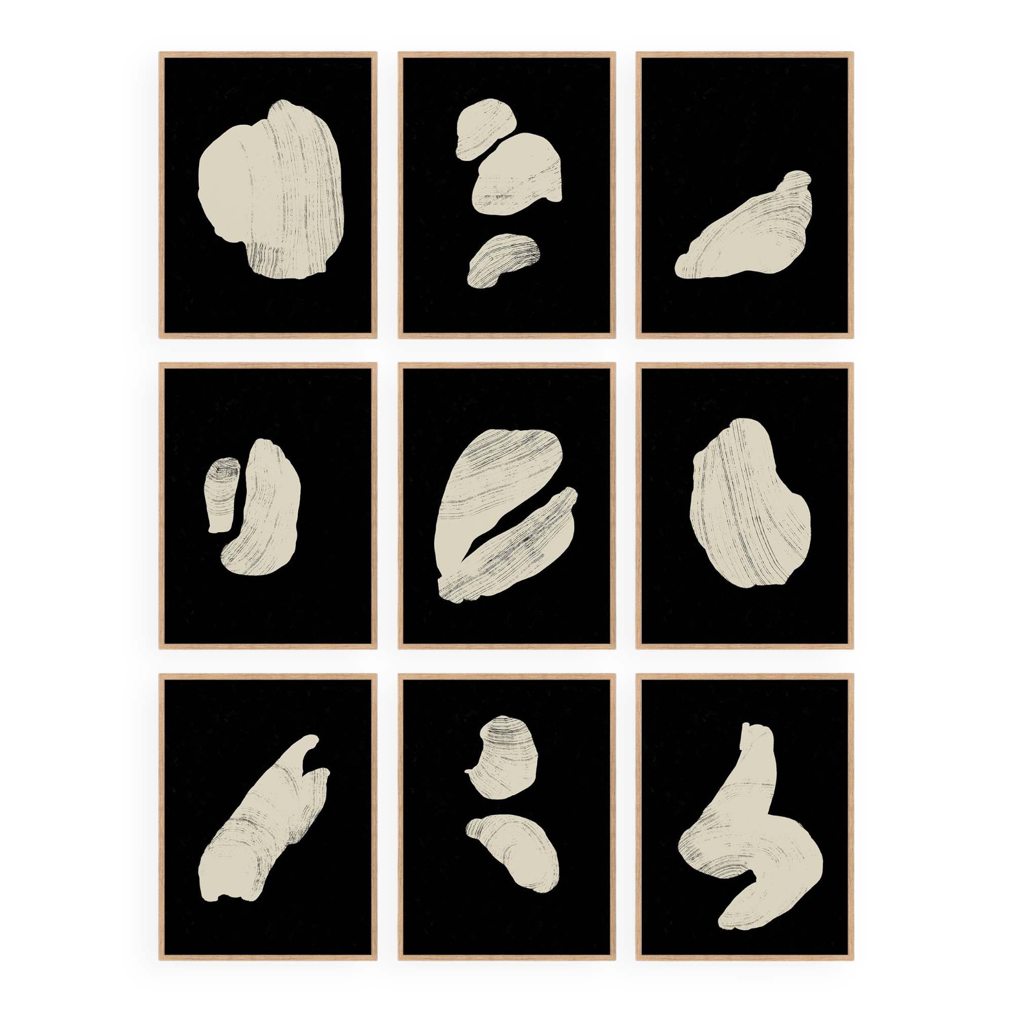 Ensemble de 9 impressions giclées abstraites, format A4