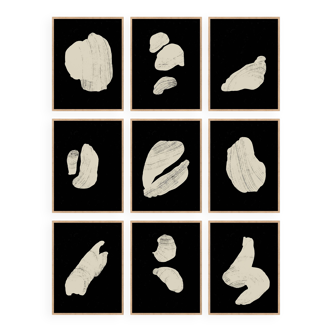 Set of 9 abstract giclee prints, A4