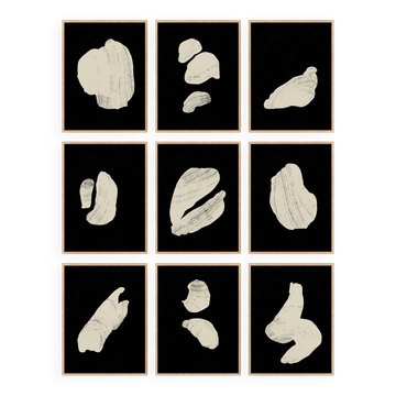 Set of 9 abstract giclee prints, A4