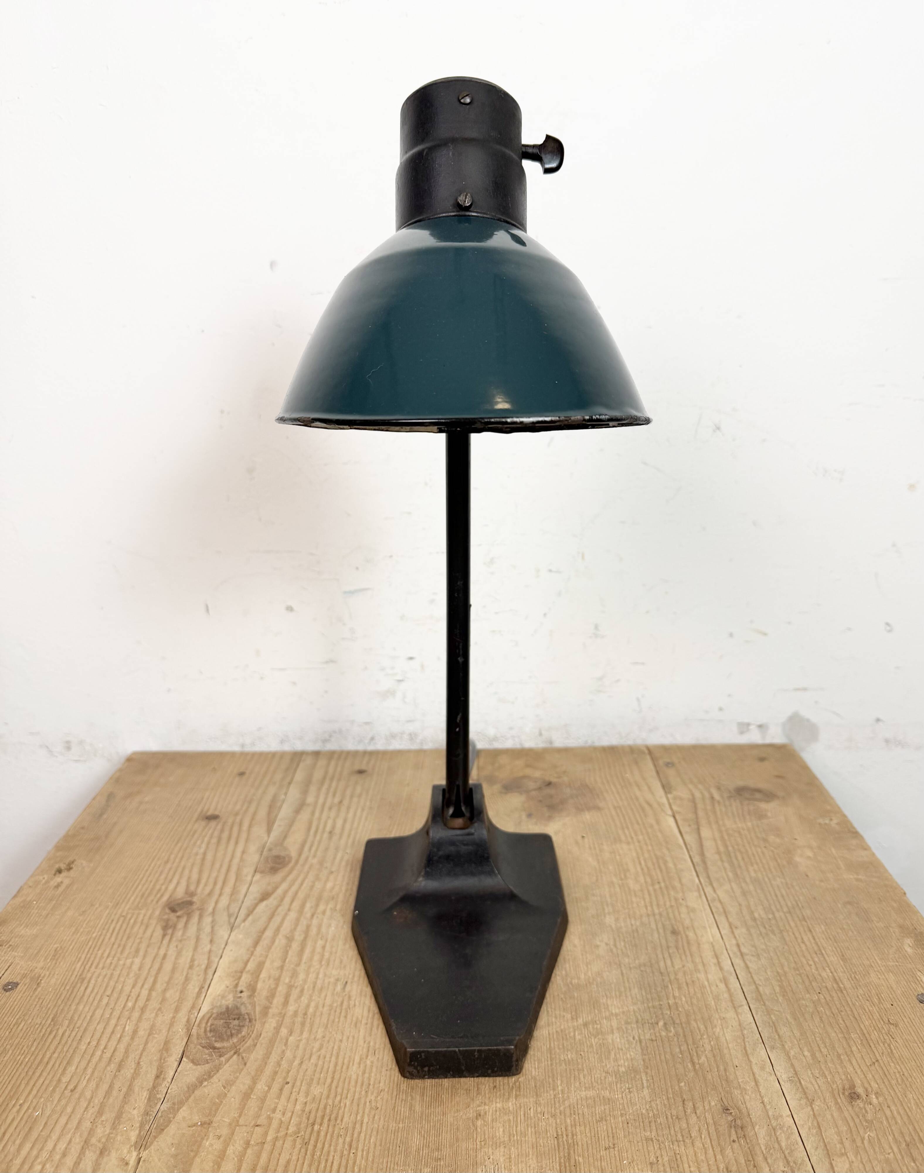 Vintage German Bauhaus Petrol Enamel Table Lamp from Schaco, 1930s