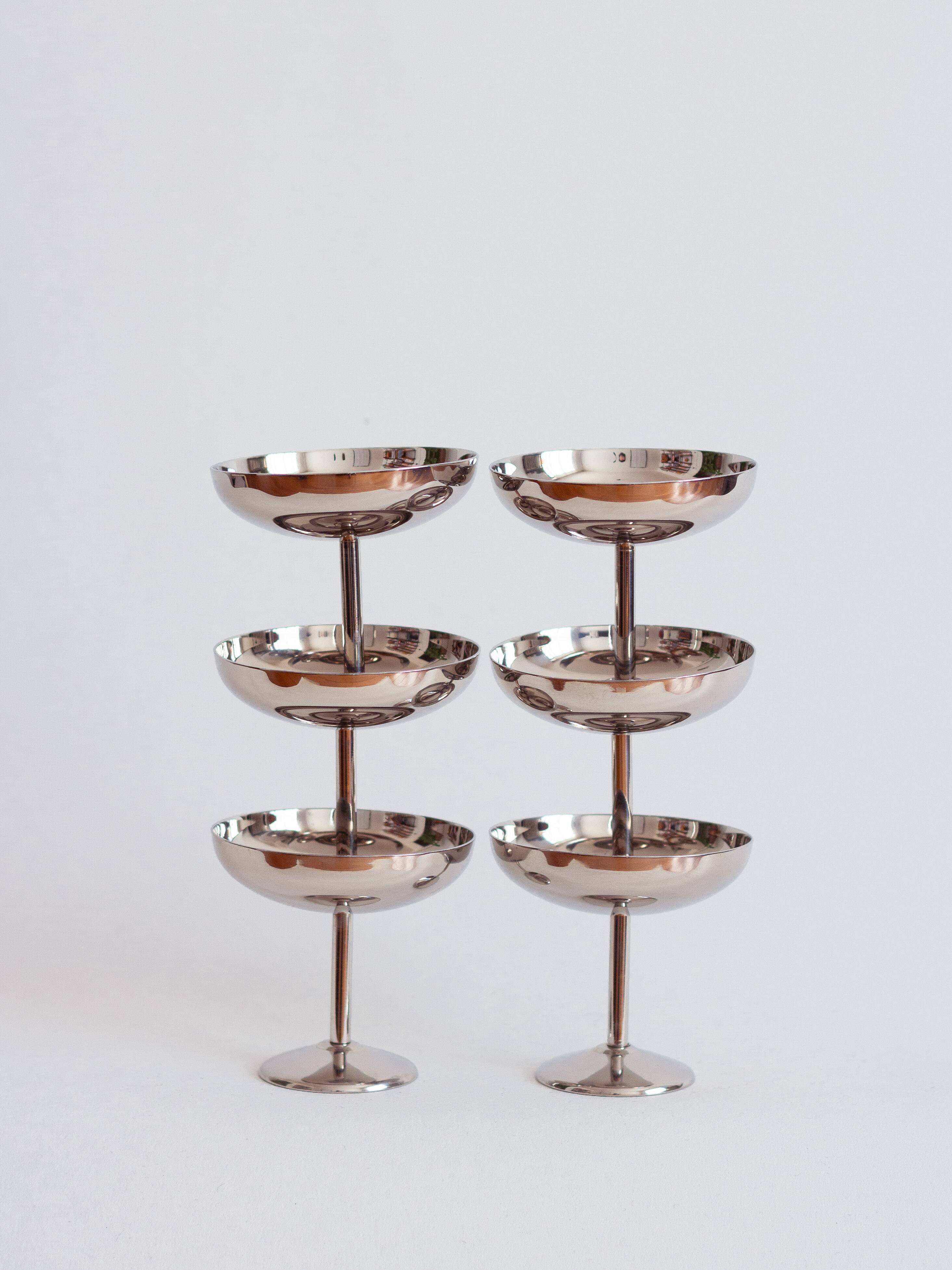 Set of six minimalist ice cream cups, Italy, 1970s