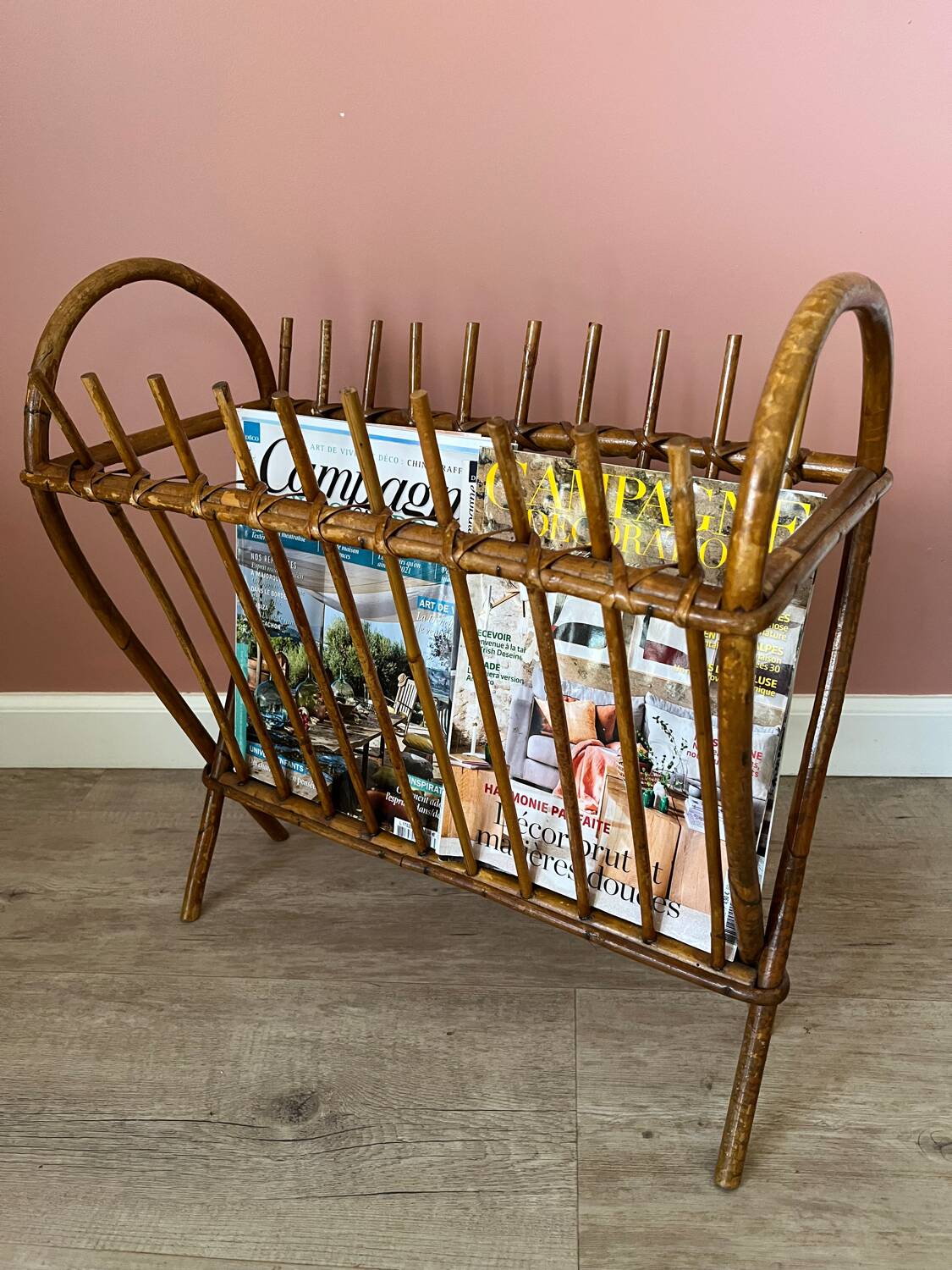 Rattan wicker magazine rack