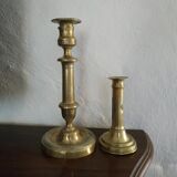 Set of 2 old brass candle holders