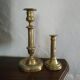 Set of 2 old brass candle holders