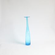 Vintage handblown blue bubble glass bottle vase