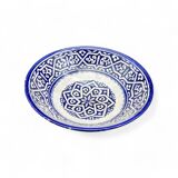 Moroccan ceramic handcrafted flat salad bowl from the city of Fez in Morocco