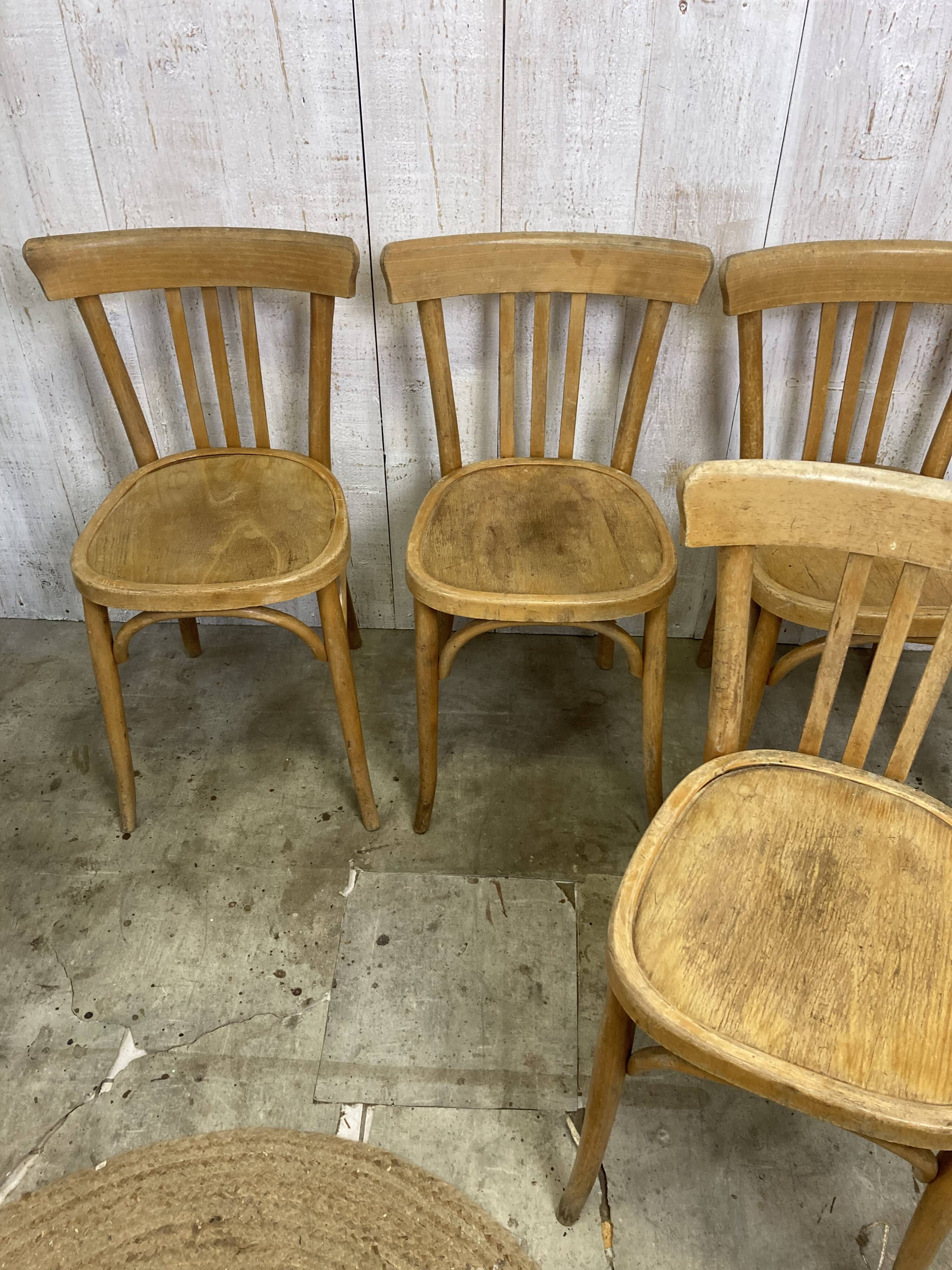 Série de 6 chaises bistrot en bois courbé