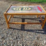 Vintage bamboo and earthenware coffee table signed jl gruer