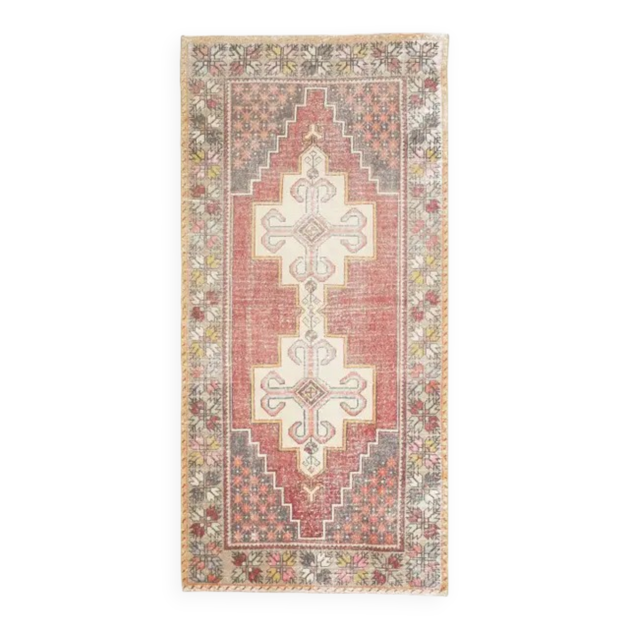 1970s Turkish Oushak Handmade Wool Cotton Pink Area Rug 127x276
