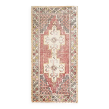 Tapis en laine et coton fait main Oushak turc des années 1970, 127x276.