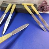 Box of 6 bakelite handle table knives France early 20th century