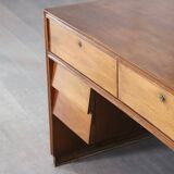 Curved Directors desk in walnut, Italy 1940s