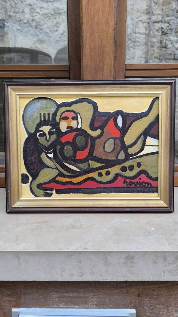 Huile sur carton par Guy Rougon 1970