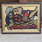 Oil on cardboard by Guy Rougon 1970