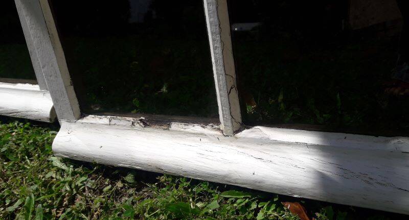 Lot of 4 oak windows H141xL112/117cm old small panes