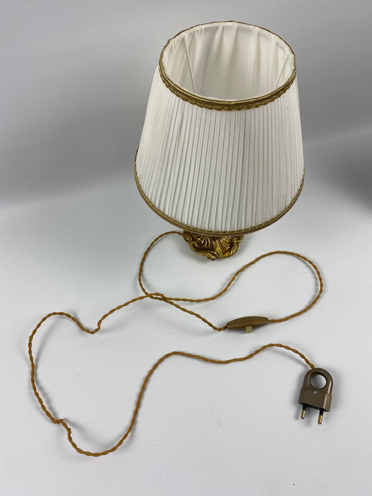 Massive brass lamp and 29cm fabric lampshade