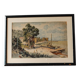 Orientalist watercolor, animated landscape, Mediterranean port