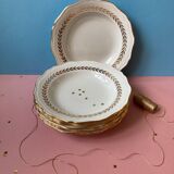 Lots of 9 white hollow plates - golden poreylor the amandinoise france